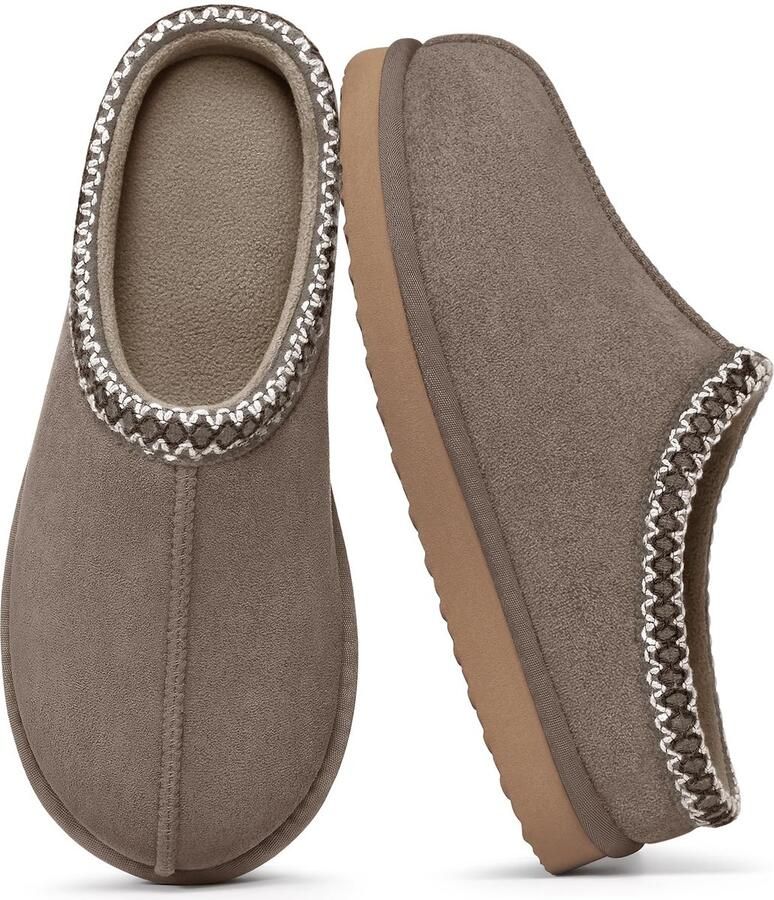 Homaxy Dames Pantoffels Suède Zachte Winterpantoffels Open Sloffen Anti-slip Grijsgroen 3839 Geschikt voor een voetlengte van