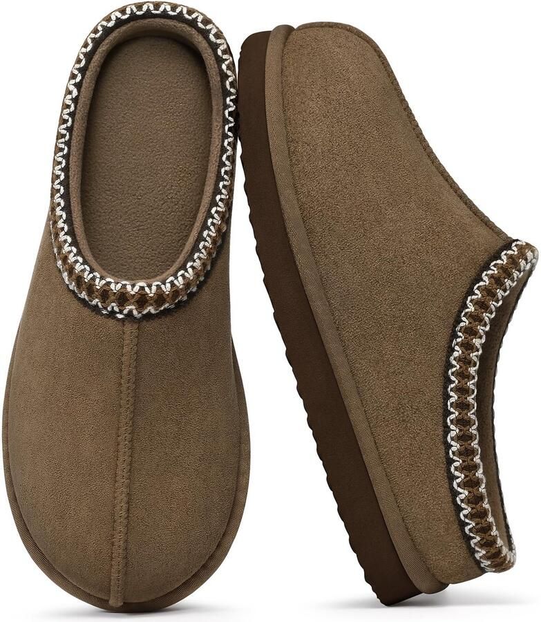 Homaxy Dames Pantoffels Suède Zachte Winterpantoffels Open Sloffen Anti-slip Mokka 4243 Geschikt voor een voetlengte van