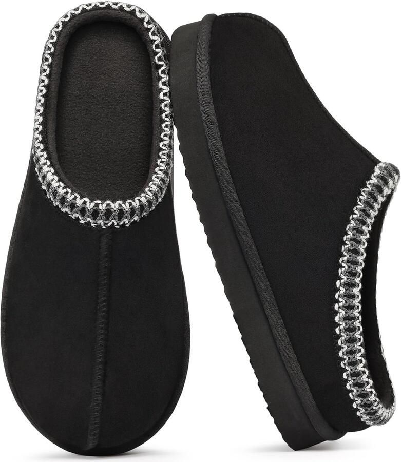 Homaxy Dames Pantoffels Suède Zachte Winterpantoffels Open Sloffen Anti-slip Zwart 4445 Geschikt voor een voetlengte van