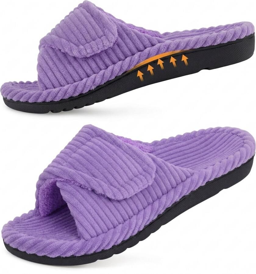 Homaxy Dames slippers Corduroy slippers Orthopedische slippers Open teenslippers Paars 41 Geschikt voor een voetlengte van