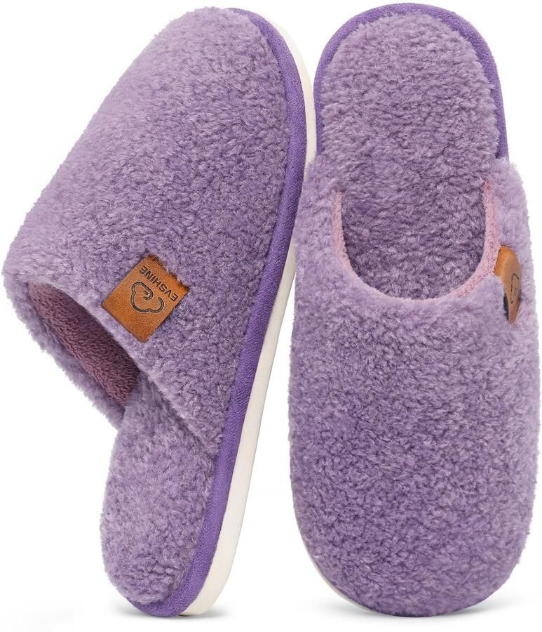 Homaxy Dames slippers Warme pluche slippers Memory foam huisslippers Antislip zool Paars 42 Geschikt voor een voetlengte van