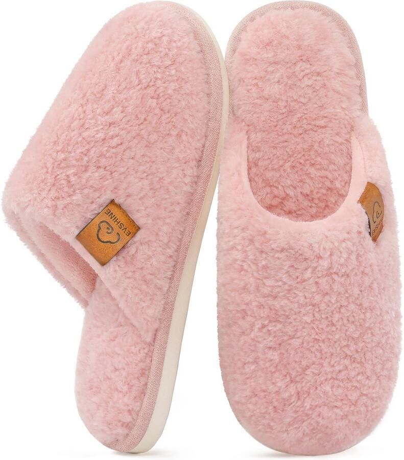 Homaxy Dames slippers Warme pluche slippers Memory foam huisslippers Antislip zool Roze 36 Geschikt voor een voetlengte van