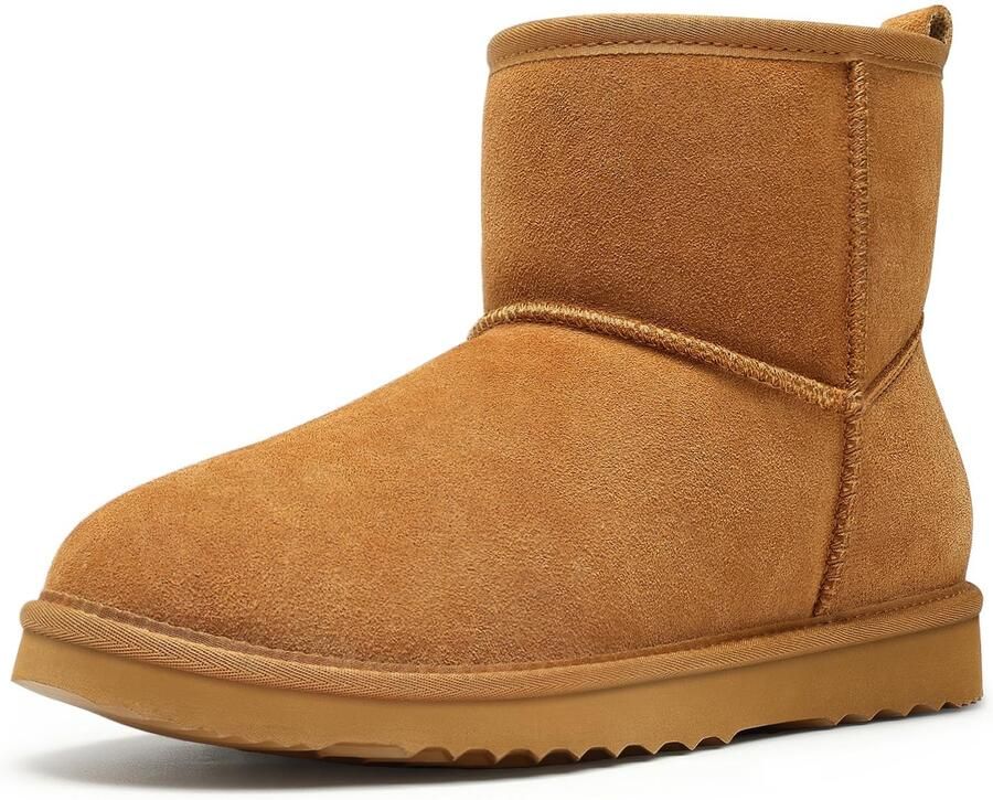 Homaxy Dames Snowboots suède Boots Warme winterschoenen dames Antislip Dunne zool Verdikte voering van imitatiewol Kastanjebruin 37 Geschikt voor voetlengte van
