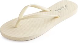 OLANLY Ergonomic Thong Flip Flops Summer Beach Minimalist Sandals-41-Off-white