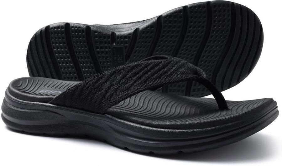 Homaxy Ergonomic Thong Flip Flops Summer Beach Minimalist Sandals-38-Zwart