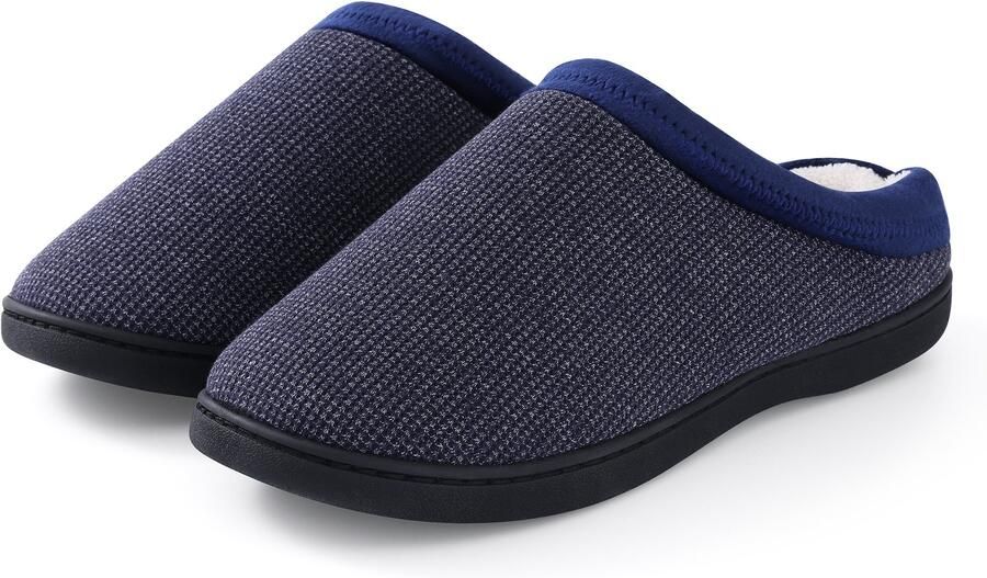 Homaxy Heren slippers korte pluche warme slippers Comfortabele pantoffels corduroy slippers donkerblauw 44-45 geschikt voor voeten van