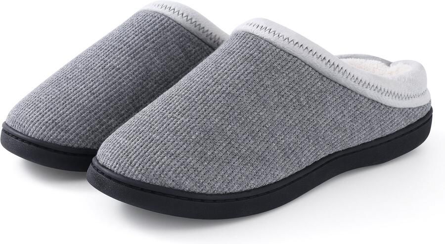 Homaxy Heren slippers korte pluche warme slippers Comfortabele pantoffels corduroy slippers grijs 40-41 geschikt voor voeten van