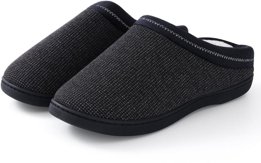 Homaxy Heren slippers korte pluche warme slippers Comfortabele pantoffels corduroy slippers zwart 46-47 geschikt voor voeten van