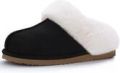 Homaxy Pantoffels Dames Suède Zachte Winterpantoffels Fluffy Open Sloffen met Pluche Voering Zwart 38-39 Geschikt voor een voetlengte van - Zwart