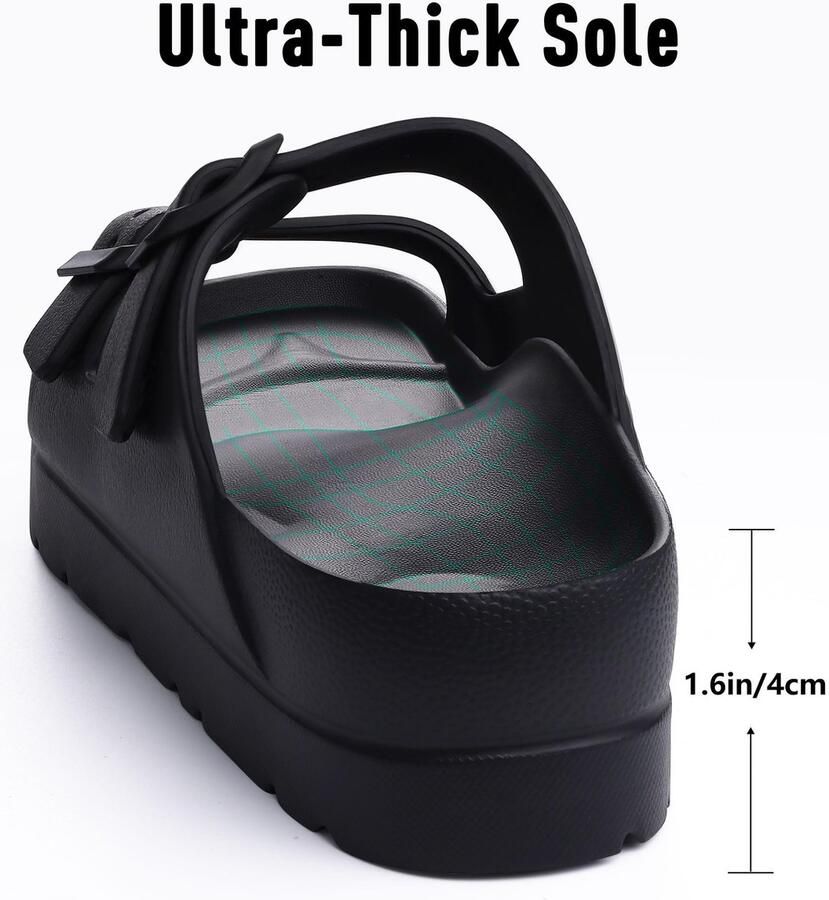 Homaxy Platform Slippers Zwart