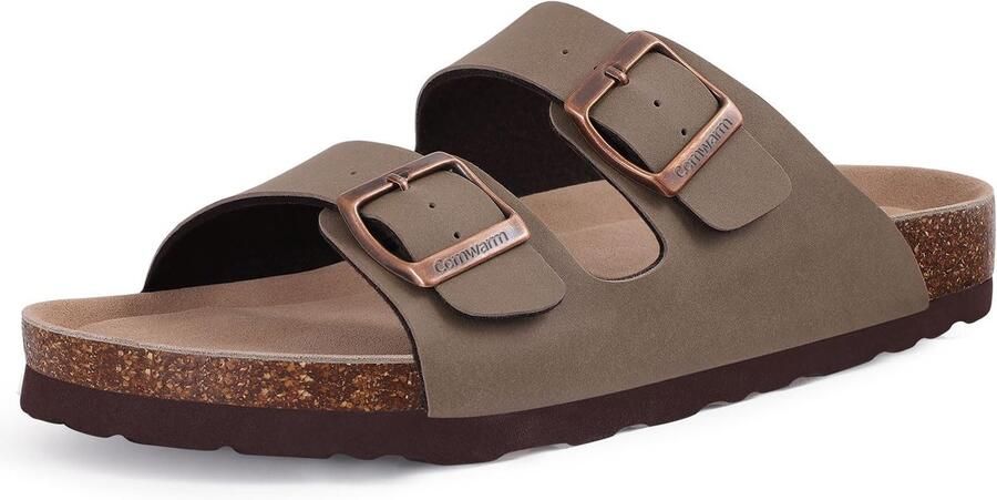 Homaxy PVC Dames Slippers- Houten Clogs Damesslippers met kurken voetbed -Comfort Slippers Bruin-39 Geschikt voor een voetlengte van