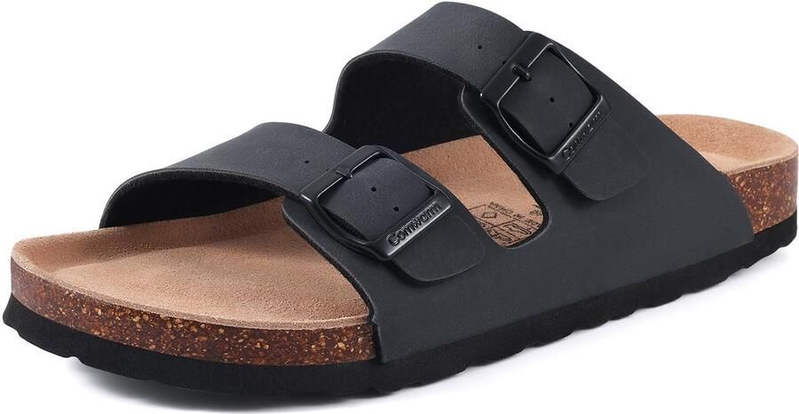 Homaxy PVC Dames Slippers- Houten Clogs Damesslippers met kurken voetbed -Comfort Slippers Zwart-42 Geschikt voor een voetlengte van