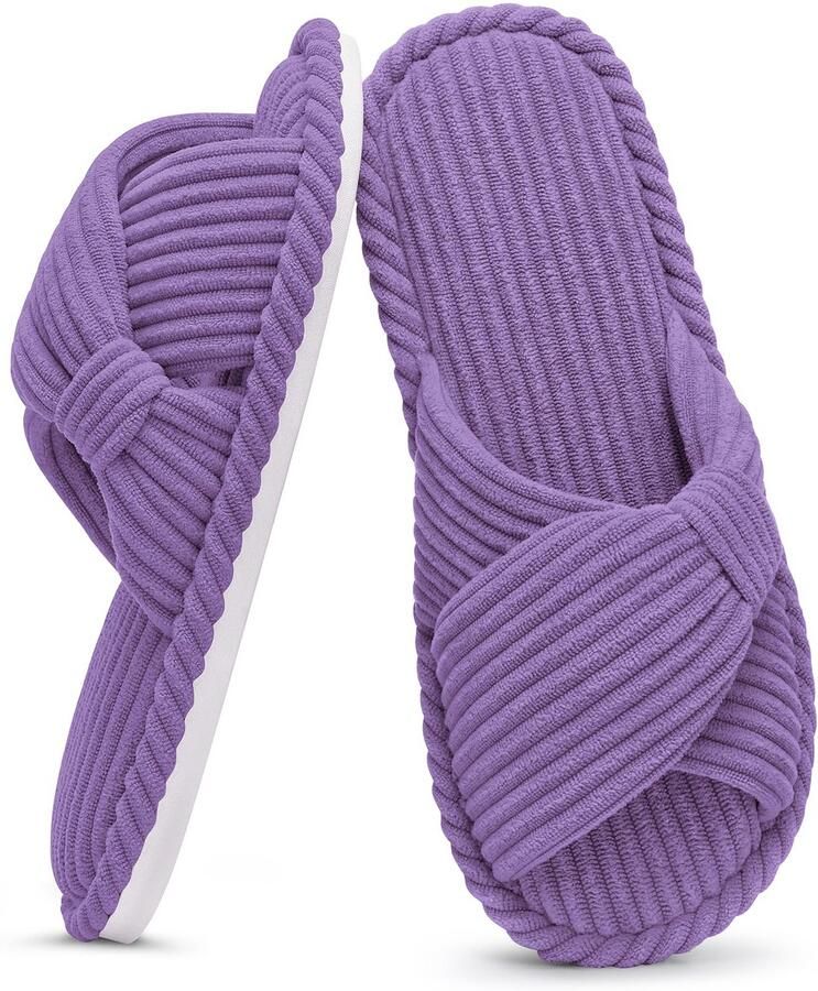Homaxy Sloffen Corduroy slippers Open teenslippers Pantoffels voor dames met memory foam Paars 260 Geschikt voor een voetlengte van