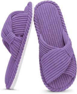 Homaxy Sloffen Corduroy slippers Open teenslippers Pantoffels voor dames met memory foam Paars 280 Geschikt voor een voetlengte van