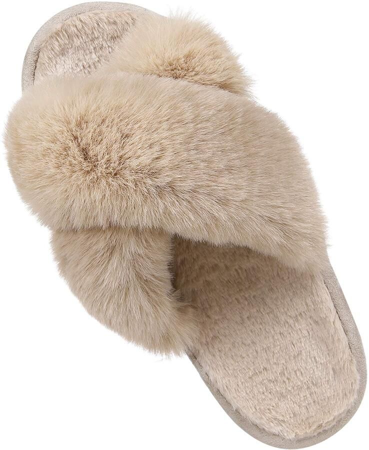 Homaxy Sloffen Dames slippers Nep-schapenvacht slippers Open schoenen camel 42 43 Geschikt voor een voetlengte van