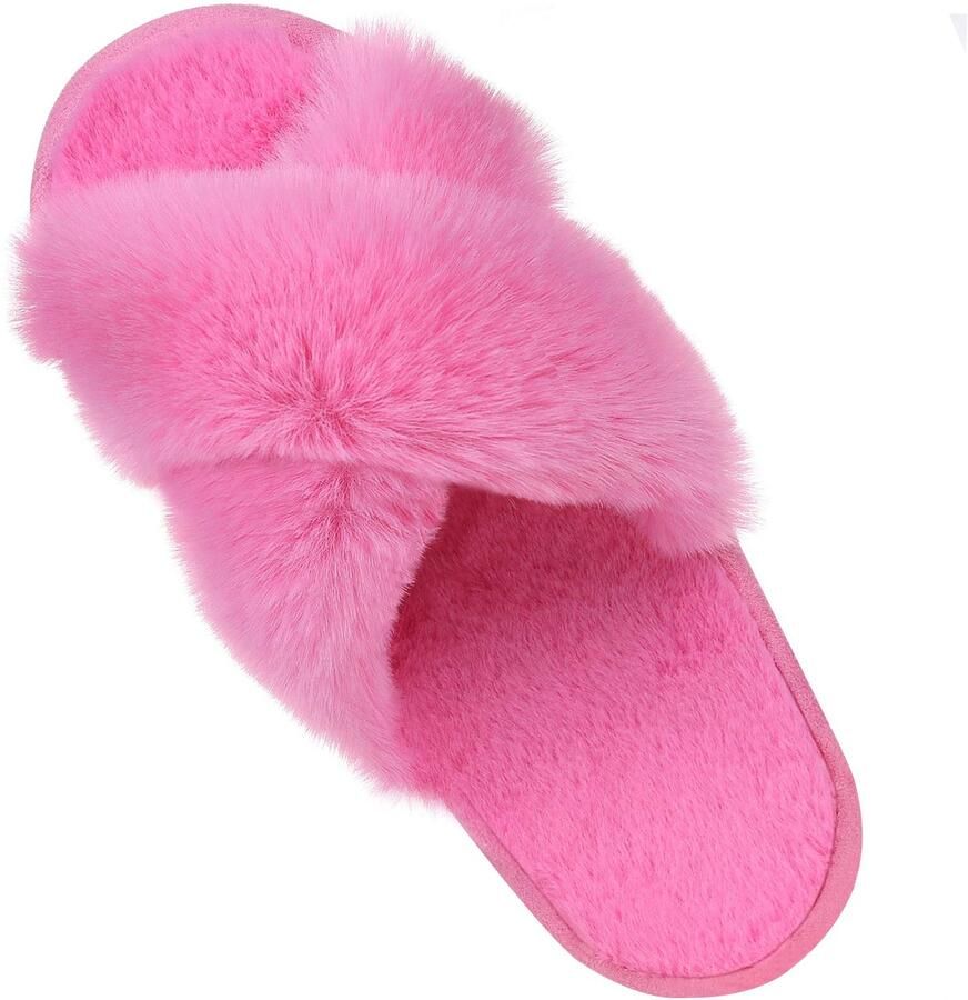 Homaxy Sloffen Dames slippers Nep-schapenvacht slippers Open schoenen fuchsiaroze 40 41 Geschikt voor een voetlengte van
