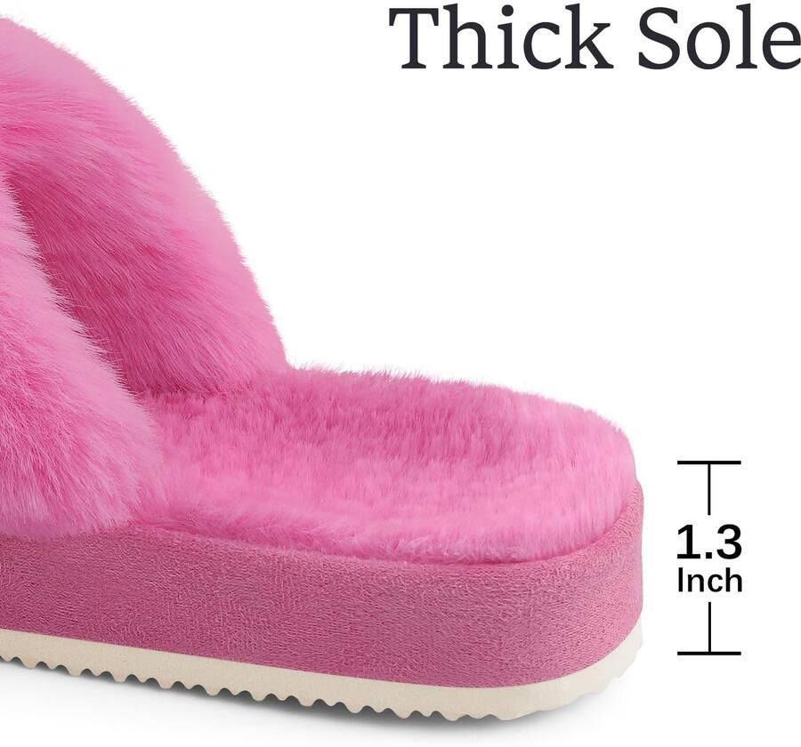 Homaxy Sloffen Dames slippers Nep-schapenvacht slippers Open schoenen fuchsiaroze 42 43 Geschikt voor een voetlengte van
