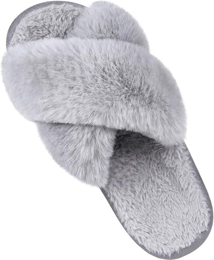 Homaxy Sloffen Dames slippers Nep-schapenvacht slippers Open schoenen grijs 42 43 Geschikt voor een voetlengte van