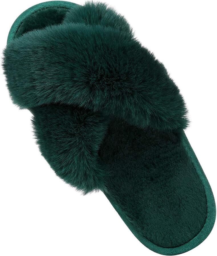 Homaxy Sloffen Dames slippers Nep-schapenvacht slippers Open schoenen groen 38 39 Geschikt voor een voetlengte van