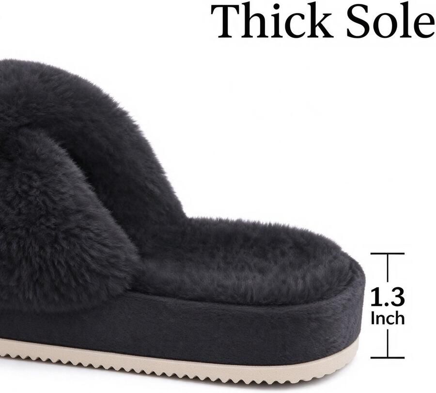 Homaxy Sloffen Dames slippers Nep-schapenvacht slippers Open schoenen navyblauw 38 39 Geschikt voor een voetlengte van