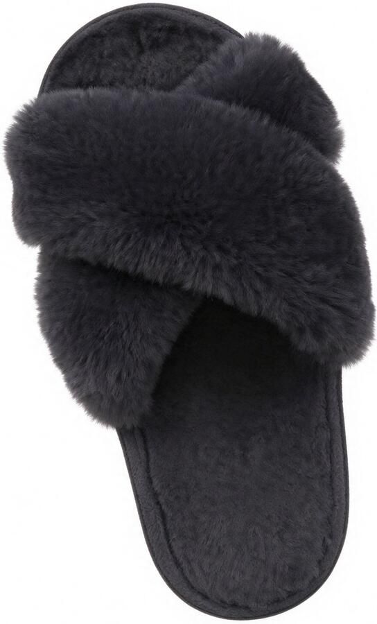 Homaxy Sloffen Dames slippers Nep-schapenvacht slippers Open schoenen navyblauw 42 43 Geschikt voor een voetlengte van