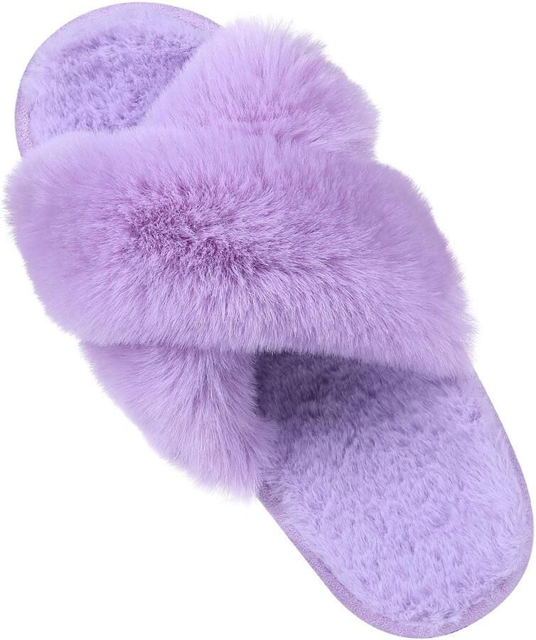 Homaxy Sloffen Dames slippers Nep-schapenvacht slippers Open schoenen Paars 36 37 Geschikt voor een voetlengte van