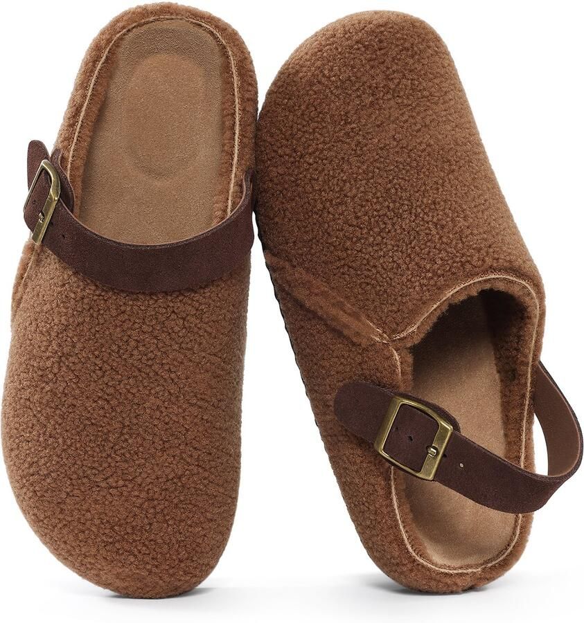 Homaxy Unisex Clogs Warme Dames Winter Pantoffels Comfort Slippers Met hielbandje Bruin 40 Geschikt voor een voetlengte van