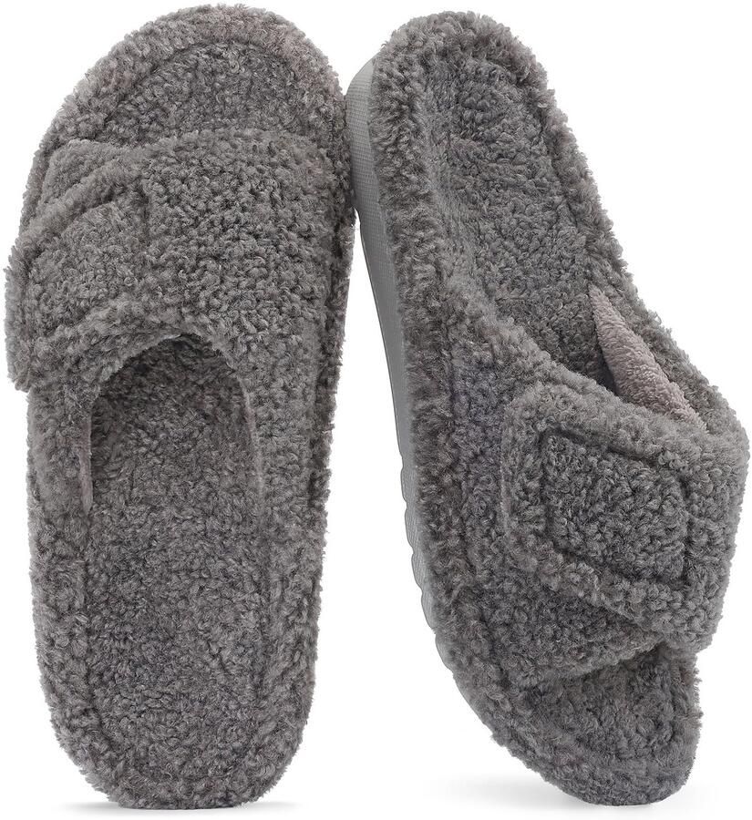 Homaxy Unisex slippers Open Teen Pantoffels Orthopedische slippers Koraal fluwelen slippers Grijs 41 Geschikt voor voetlengte van