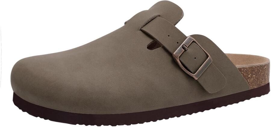 Homaxy Unisex Clogs PVC Look instappers -Comfort Slippers Houten Clogs Bruin 43 Geschikt voor een voetlengte van