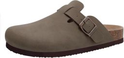 Homaxy Unisex Clogs PVC Look instappers -Comfort Slippers Houten Clogs Bruin 42 Geschikt voor een voetlengte van
