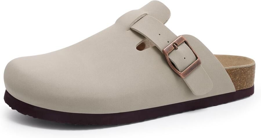 Homaxy Unisex Clogs PVC Look instappers -Comfort Slippers Houten Clogs Steenkleurig 40 Geschikt voor een voetlengte van
