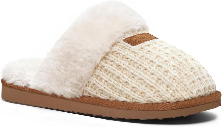 Homaxy Zachte pluche katoenen pantoffels Warme huisslippers antislip winterslippers Casual platte schoenen wit 40 41 Geschikt voor een voetlengte van