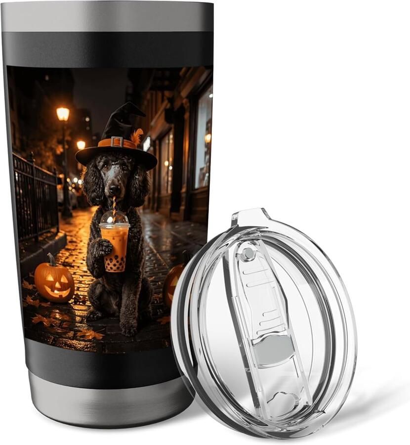 Hond geest en boba Halloween humor thermobeker