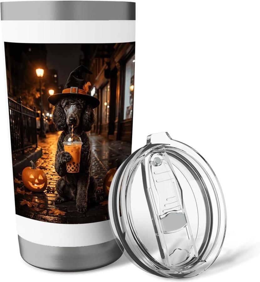Hond geest en boba Halloween humor thermobeker