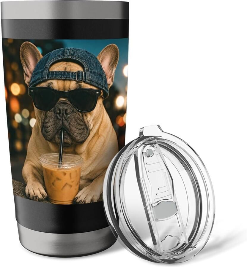 Hondendrinkbeker met grappige Frenchie