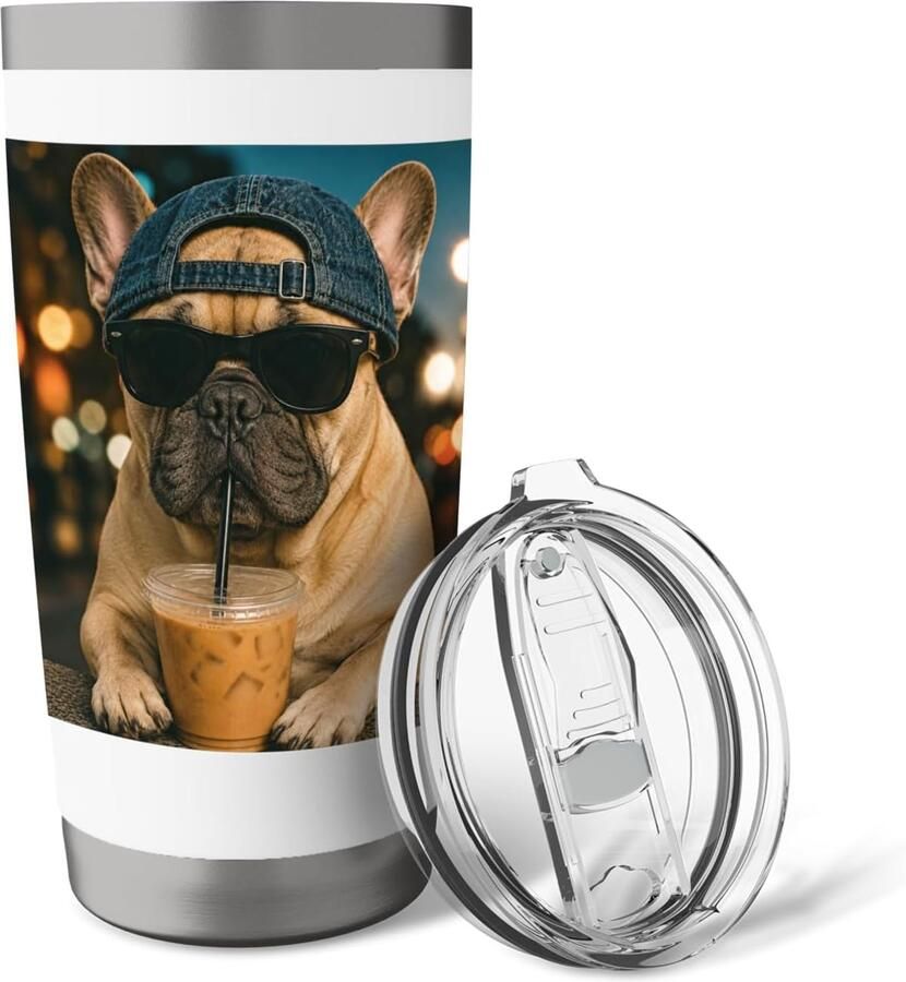 Hondendrinkbeker met grappige Frenchie