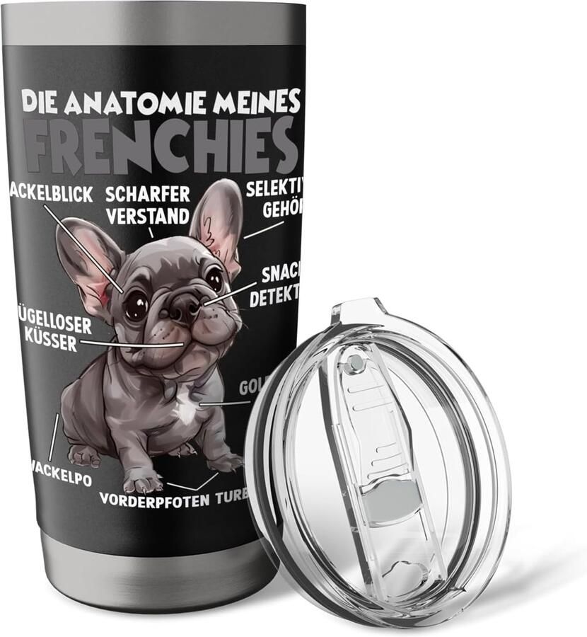 Hondenleider voor Franse Bulldoggen anatomisch dubbelwandig RVS thermosbeker