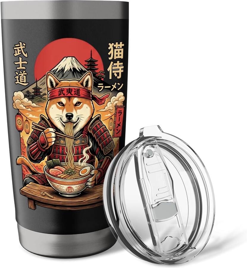 Hondenramen met Shiba Inu-ontwerp dubbelwandig roestvrij staal