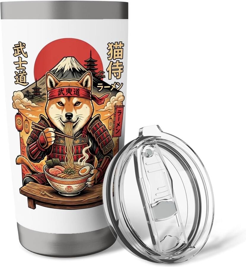 Hondenramen met Shiba Inu-ontwerp dubbelwandig roestvrij staal