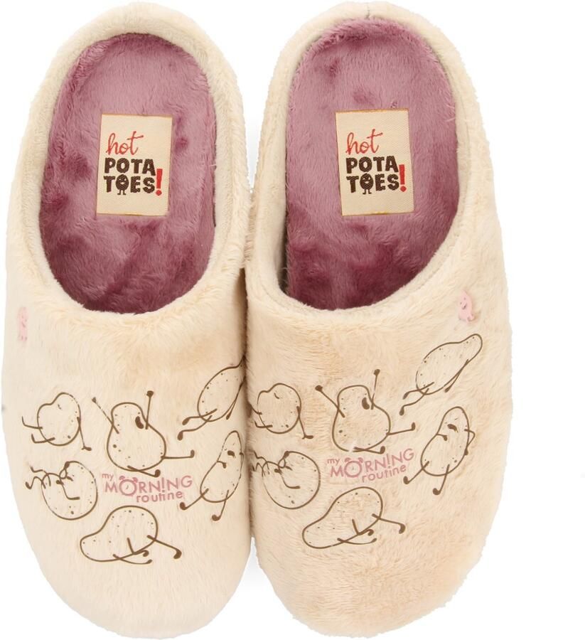 Hot Potatoes Guilford Pantoffels Dames Open sloffen met antislip zool Beige