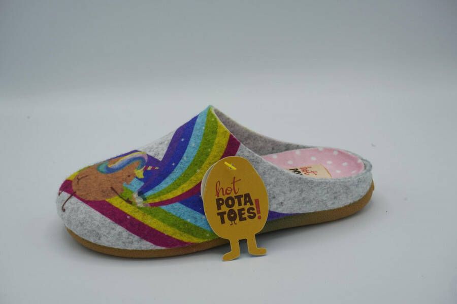 Hot Potatoes lAMBACH 64639 GRIJS REGENBOOG UNIQHORN pantoffel