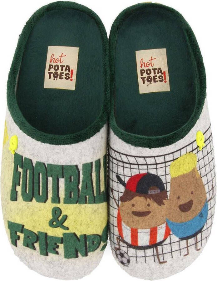 Hot Potatoes pantoffels met printopdruk grijs groen Textiel Printopdruk 39 - Foto 2