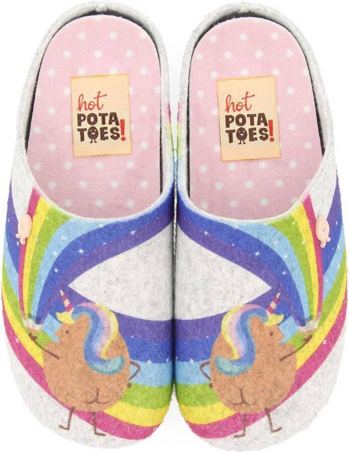 Hot Potatoes lAMBACH 64639 GRIJS REGENBOOG UNIQHORN pantoffel