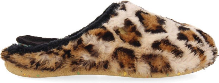 Hot Potatoes pantoffels met panterprint beige bruin Meisjes Imitatiebont 39 - Foto 3