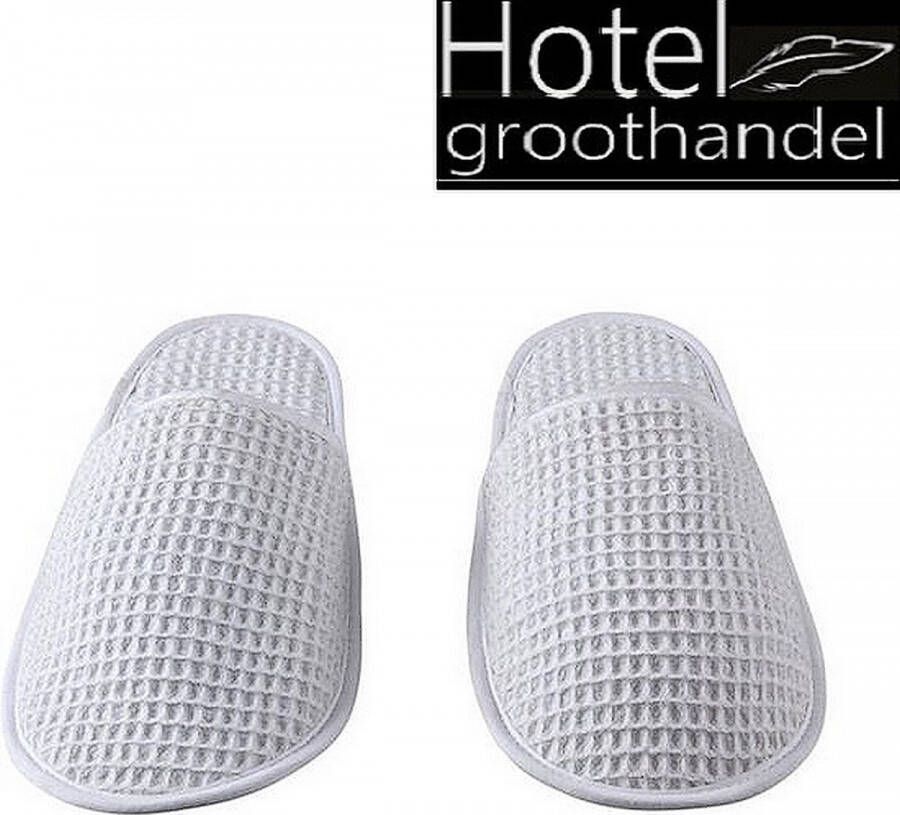 Hotelgroothandel.nl 4 Pack Badslippers waffel pique (4 paren) gesloten teen One