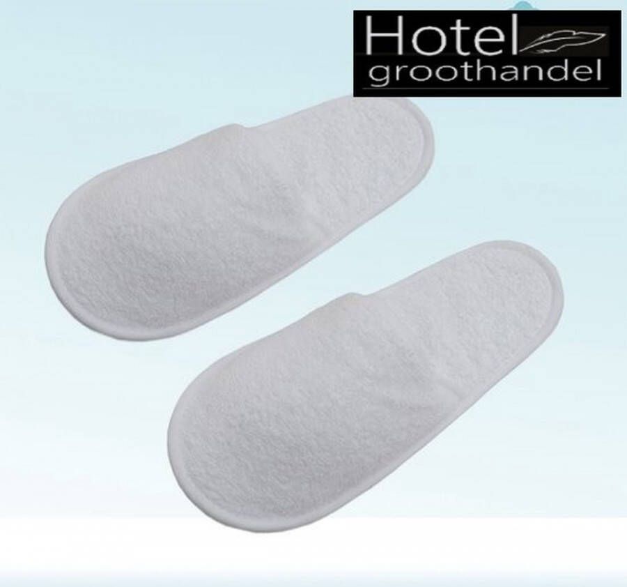 Hotelgroothandel.nl 4 Pack Badslippers (4 paren) One -Wit 100% katoenen badstof