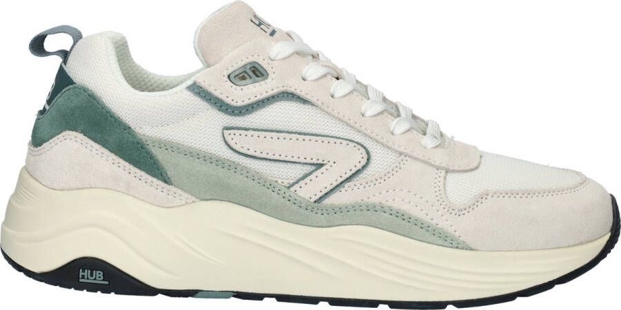 HUB Glide chunky suède sneakers ecru groen - Foto 4
