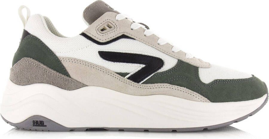 Hub Glide white black sage green grey Wit Suede Lage sneakers