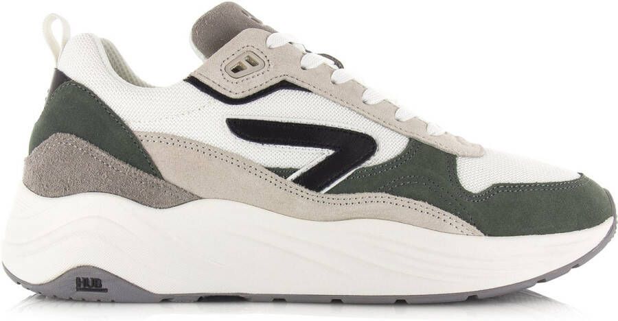 Hub Glide white black sage green grey Wit Suede Lage sneakers
