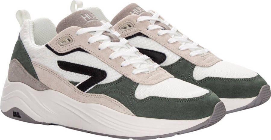 Hub Glide white black sage green grey Wit Suede Lage sneakers